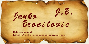 Janko Broćilović vizit kartica